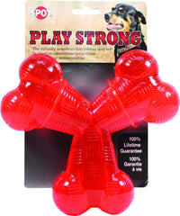 Spot Play Strong Rubber Trident Dog Toy 6 Red