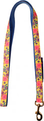 Ribbon Overlay Single Thick Dog Lead - Lime Floral