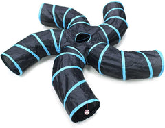 Bemodst Cat Tunnel for Indoor Cats, 2 Way/3 Way/4 Way/5 Way Cat Tubes and Tunnels Collapsible S-Shape Small Animal Tubes Kitty Tunnels Interactive Maze Cat Toy for Kitten Rabbit Ferret - 5 Way