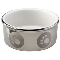 SPOT Paw Print Titanium Dog Dish