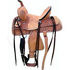 Resistance Youth Barrel Style Roughout Hard Seat Western Saddle Double Skirt