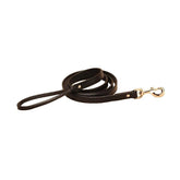 Tory Leather Plain Creased Leather Leash with Rolled Handle & Nickel Hardware
