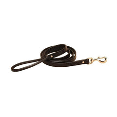 Tory Leather Plain Creased Leather Leash with Rolled Handle & Nickel Hardware