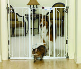 Extra Tall Walk-Thru Gate/Pet Door 29-40in White