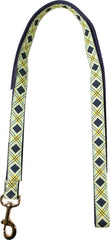 Ribbon Overlay Single Thick Dog Lead - Blue Diamond