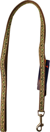 Ribbon Overlay Single Thick Dog Lead - Green Neon Paws