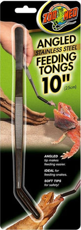 Angled Stainless Steel Feeding Tongs 10