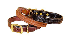 Tory Leather 3/4'' Dog Collar - Raised Center Braid - Brass