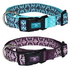 Hamilton Adjustable Damask Dog Collar