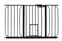 Carlson Pet Black Extra Wide Gate with Pet Door