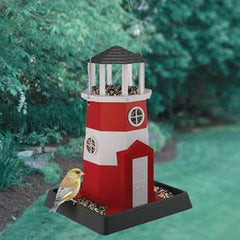 Village Collection Lighthouse Birdfeeder Red/Wht