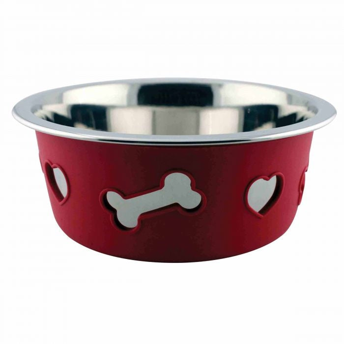 Weatherbeeta Non-Slip Stainless Steel Silicone Bone Dog Bowl