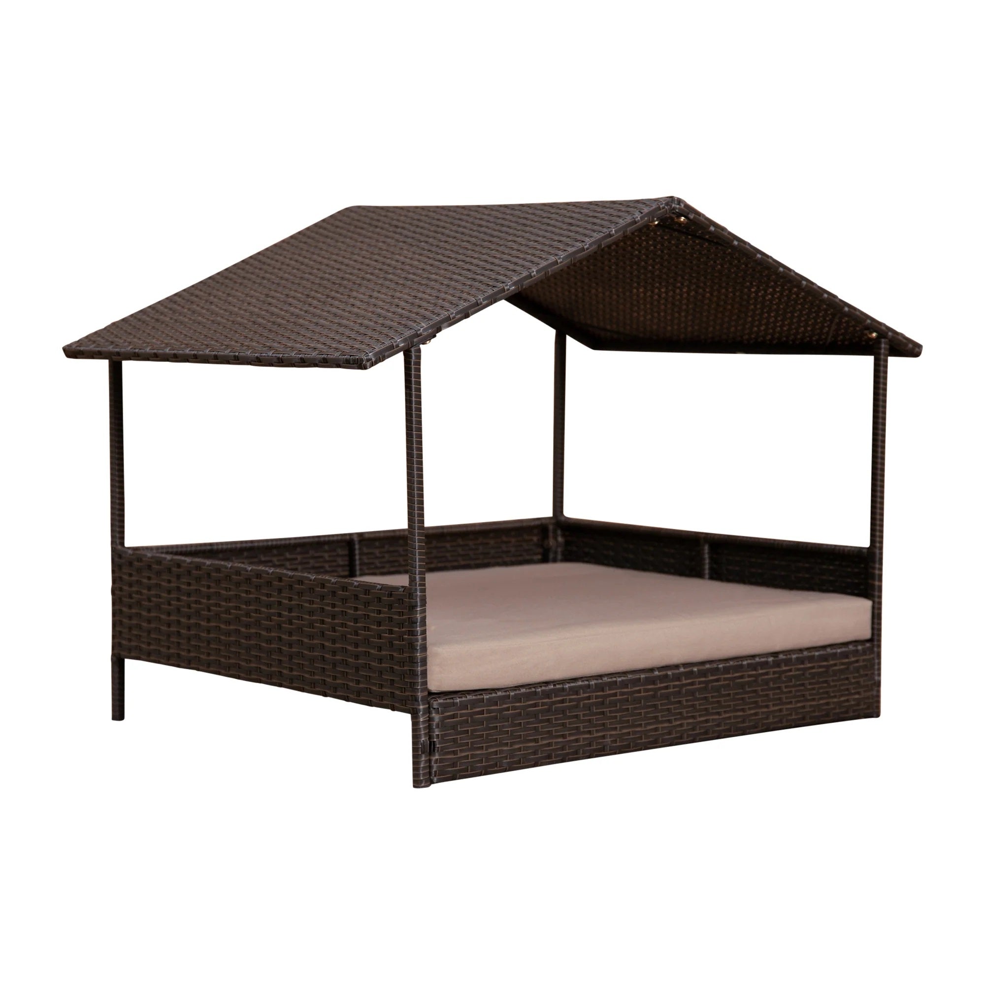 Huntley Pet Rattan Wicker Cabana Raised Pet Bed