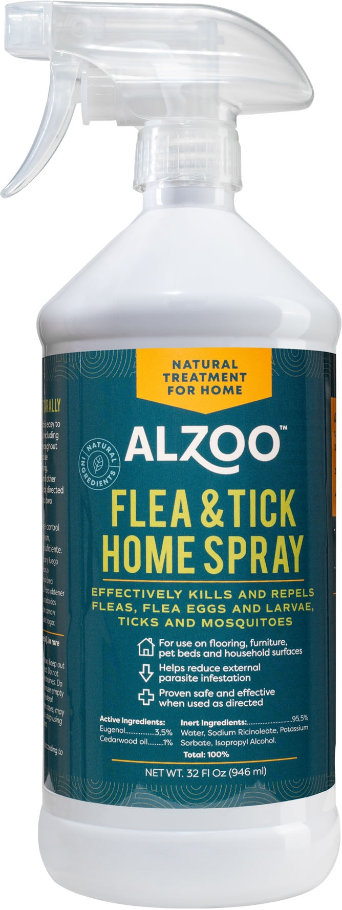 Alzoo Plant Based Flea And Tick Home Spray 32 Oz