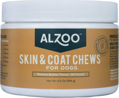 Alzoo Skin Coat Dog Soft Chews Peanut Butter 90ct