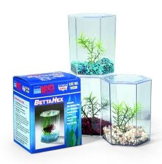 Lee's Aquarium Betta Hex Tank with Plant & Gravel