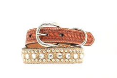 Double Barrel Rhinestone & Nailhead Dog Collar
