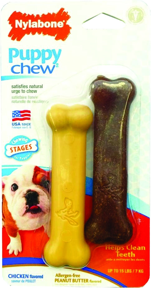 Nylabone Puppy Chew Twin Pack - Chickn/Peanut Butter