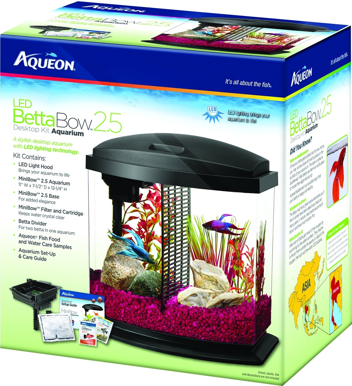 Aqueon Led Betta Bow Desktop Kit Aquarium 2.5 G Bk