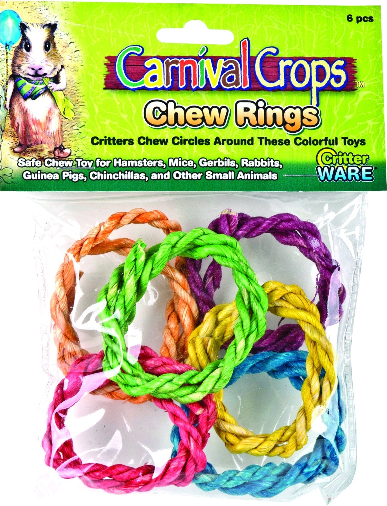 Colorful Chew Ring Small Animal Toy 6Pc Steel