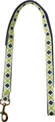 Ribbon Overlay Single Thick Dog Lead - Blue Diamond