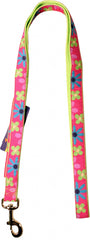 Ribbon Overlay Single Thick Dog Lead - Pink Floral