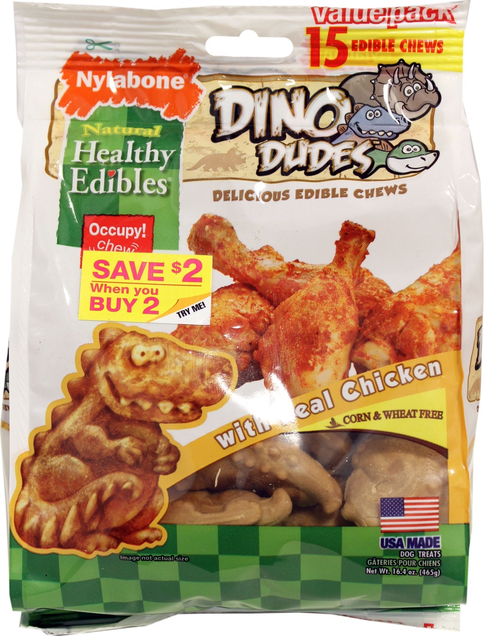 Healthy Edibles Dino Dudes Dog Chews 15ct