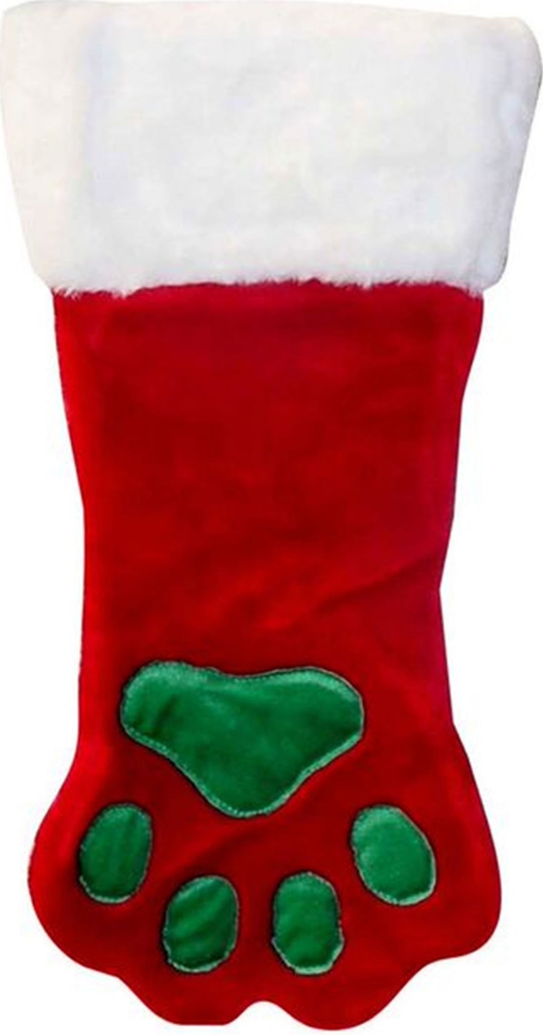 Soft Plush Paw Stocking Large Red/Green