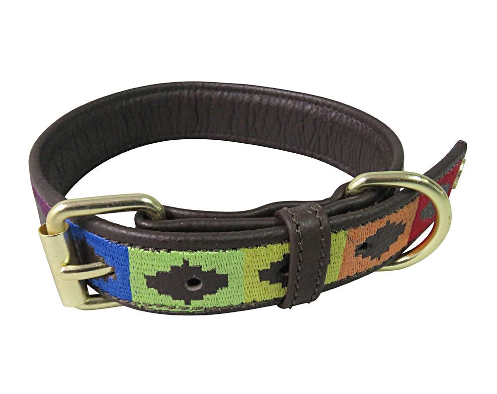 Halo Rainbow Leather Dog Collar LG Brn/Safari/Hunt