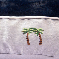 Halo Palm Trees Cashmere Blue Round Dog Bed