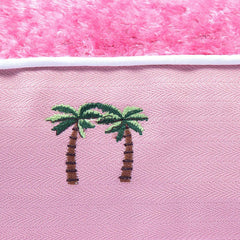 Halo Palm Trees Pink Rectangular Dog Bed