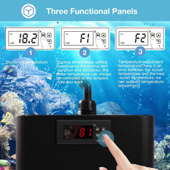 Aquarium Chiller, 42gal 1/10 HP Water Chillers, Hydroponic Cooler Fish Tank Cooling System for Axolotl Coral Reef Shrimp, 160L, with Nozzles and Hoops.