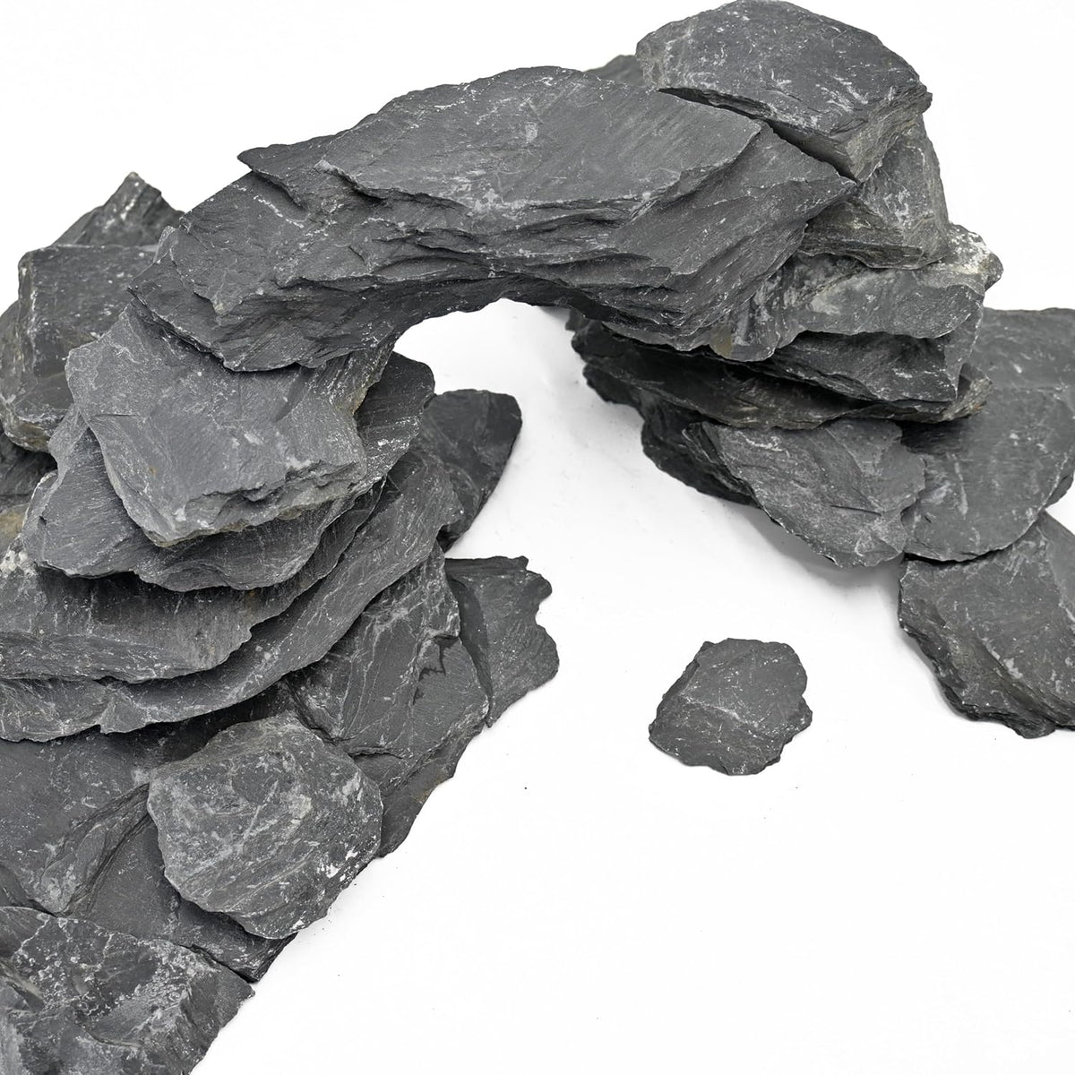 Natural Slate Rock for Aquariums - 3 to 8 Inches - Ideal for Aquarium Landscaping, Tank Decoration, Fairy Gardens, Reptile & Amphibian Enclosures (5lb)