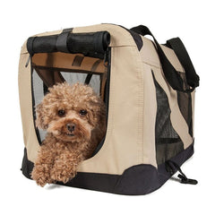 Pet Life Khaki Vista View Collapsible Carrier