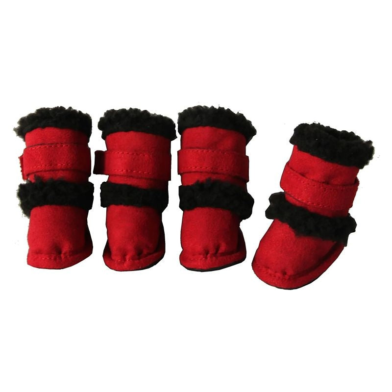 Pet Life Red Shearling Duggz Dog Boots