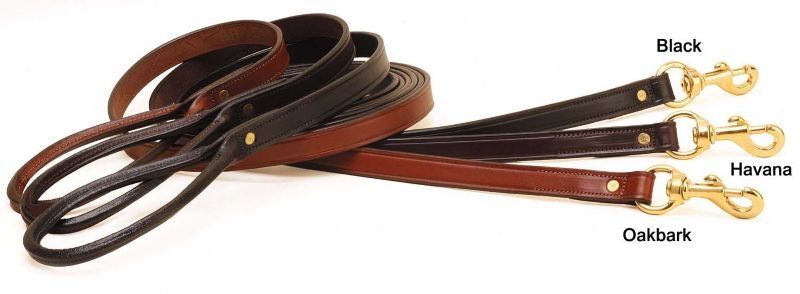 Tory Leather Plain Creased Leather Dog Leash With Rolled Hand Hold