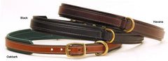 Tory Leather Narrow Padded Dog Collar With Center Dee