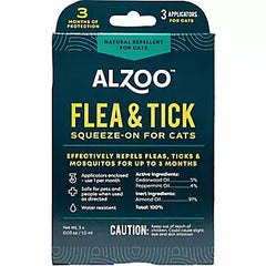 Alzoo Plant Based Flea Tick Squeeze On Cats 3pk