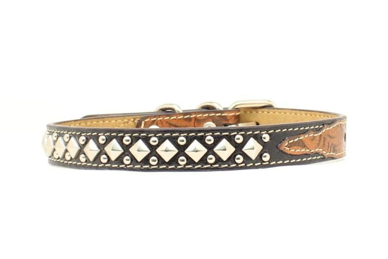 Double Barrel Pyramid Concho Dog Collar