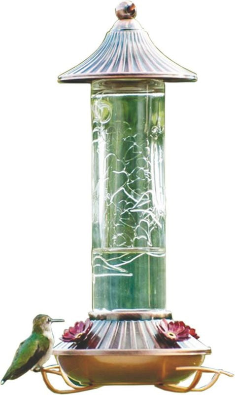 Etched Hummingbird Feeder 14oz Bronze/Clear