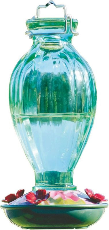 Fluted Glass Hummingbird Feeder 20oz Steel