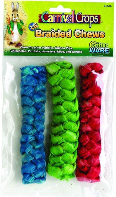 Ware Braided Chews For Small Animals L/3pc Multi