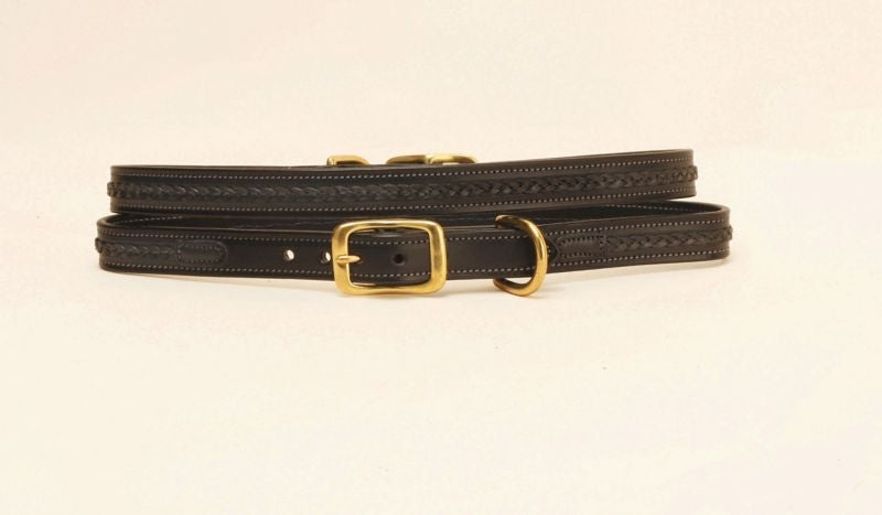 Tory Leather 3/4'' Dog Collar - Raised Center Braid - Brass