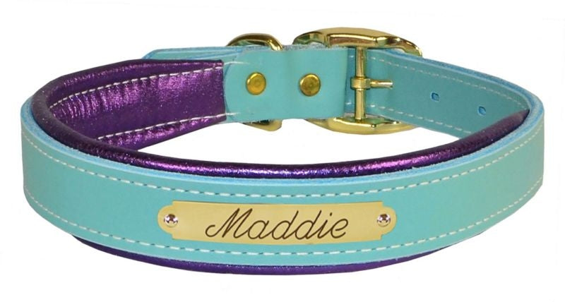 Perri's Metallic Padded Leather Dog Collar