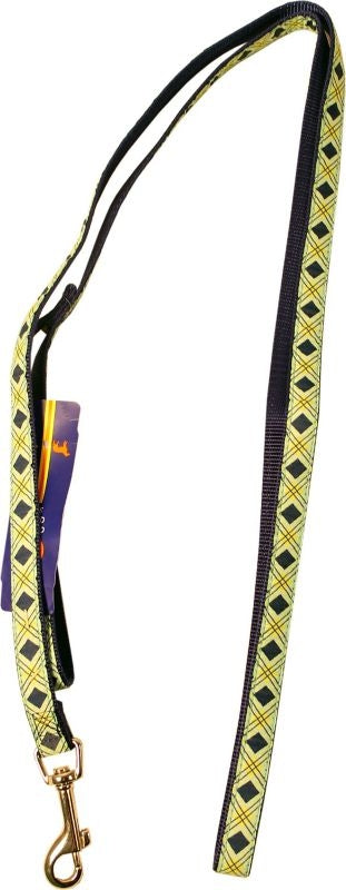 Ribbon Overlay Single Thick Dog Lead - Blue Diamond