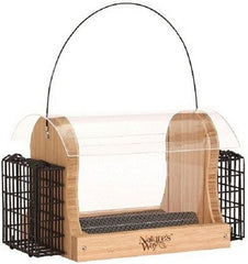 Natures Way Hopper Feeder With Suet Cages Bamboo