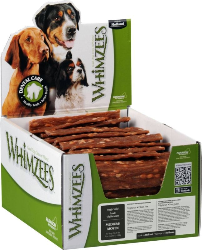 Whimzees Veggie Strip Dental Treat MD/100Pc Brown