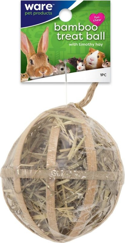 Critter Ware Bambo Treat Ball W Hay Natural