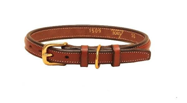 Tory Leather Narrow Square Raised Dog Collar