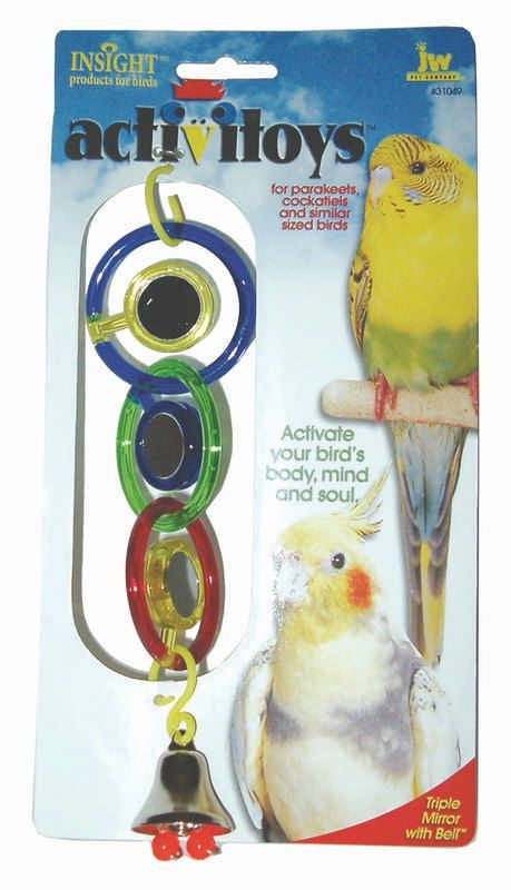 JW Pet Activitoy Triple Mirror with Bell Bird Toy